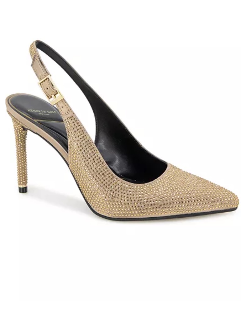 Kenneth Cole Quinnly Sling Crystal Pump Shitake Gold | Size 6.5 | New In Box